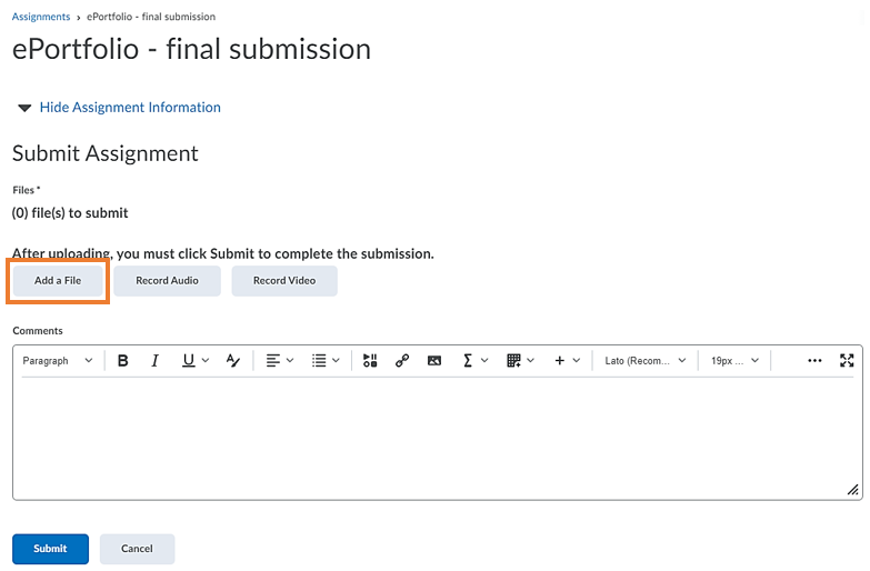 Assignment submission window